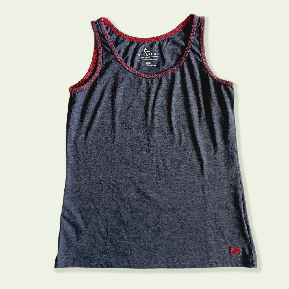 Woolrich Charcoal Tank Top with Red Thread Detail, Size S/P